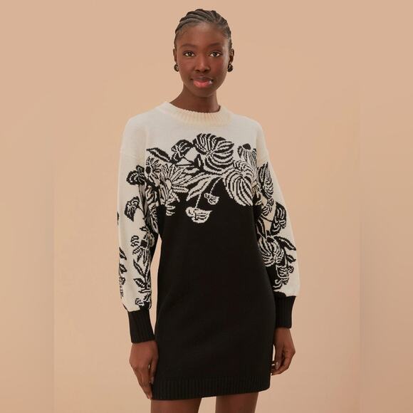 Farm Rio Surreal Garden Knit Sweaterdress M - Picture 1 of 6